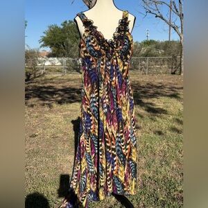 Cynthia Rowley Multicolored Ruffle Sleeveless hi-low dress